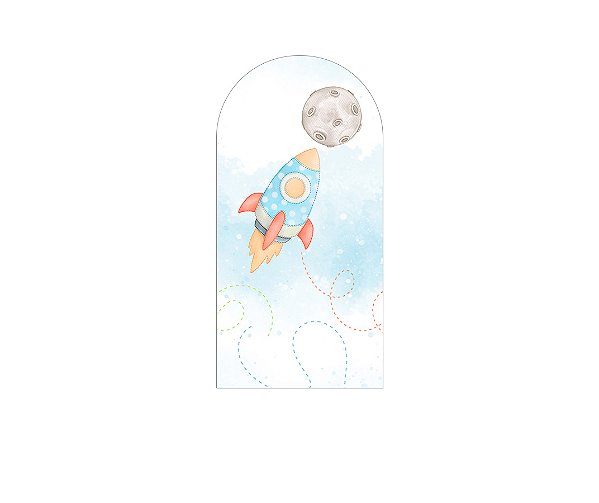 Painel De Festa Romano 1,00x2,00- Foguete Aquarela Azul 016