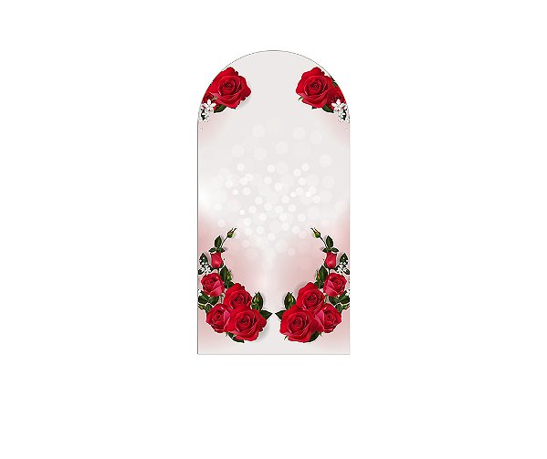 Painel De Festa Romano 1,00x2,00- Noivado Rosas Vermelhas 002