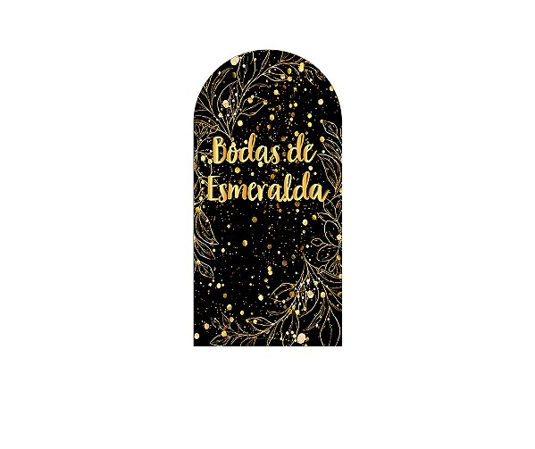 Painel De Festa Romano 1,00x2,00- Bodas de Esmeralda Efeito Brilhos Dourados 010