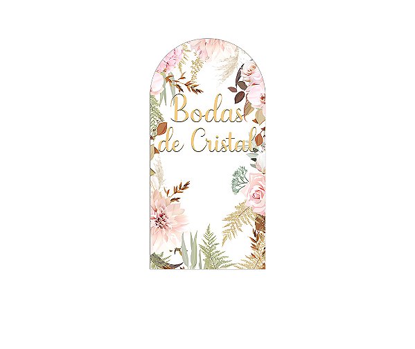 Painel De Festa Romano 1,00x2,00- Bodas de Cristal Floral 028