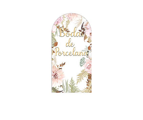 Painel De Festa Romano 1,00x2,00- Bodas de Porcelana Floral 033