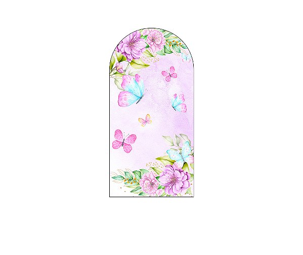 Painel De Festa Romano 1,00x2,00- Borboletas Floral Lilás 017