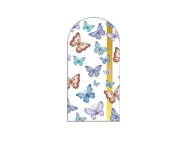 Painel De Festa Romano 1,00x2,00- Borboletas Coloridas Efeito Glitter 021