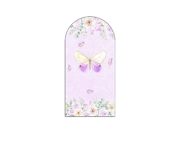 Painel De Festa Romano 1,00x2,00- Borboleta Bege e Lilás 024