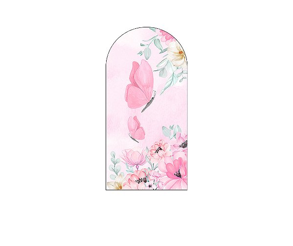 Painel De Festa Romano 1,00x2,00- Borboleta Rosa no Campo 047