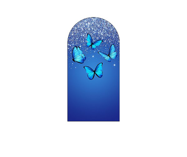 Painel De Festa Romano 1,00x2,00- Borboletas com Efeito Glitter Azul 053