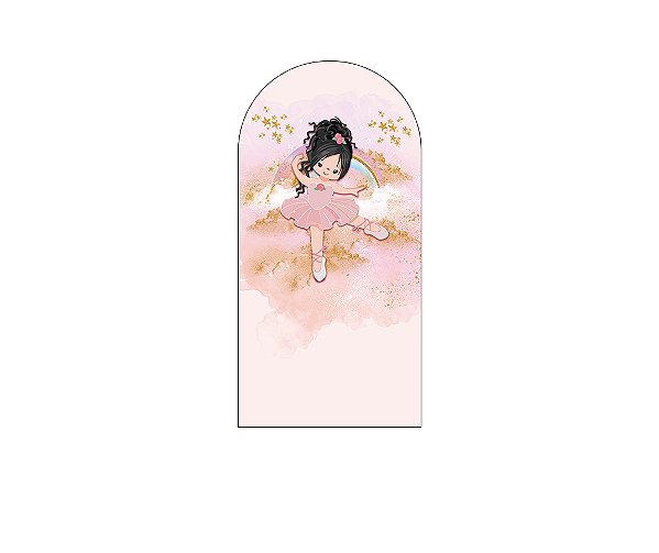 Painel De Festa Romano 1,00x2,00- Bailarina Arco-íris Efeito Glitter 007