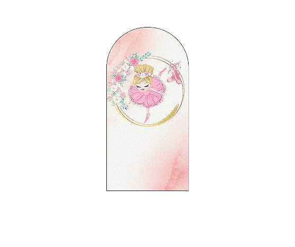 Painel De Festa Romano 1,00x2,00- Bailarina Frame Dourado Floral 020
