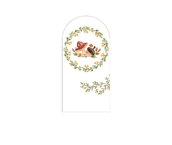Painel De Festa Romano 1,00x2,00- Bosque Cute com Folhagens 002