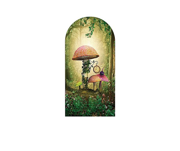 Painel De Festa Romano 1,00x2,00- Bosque com Cogumelos 004