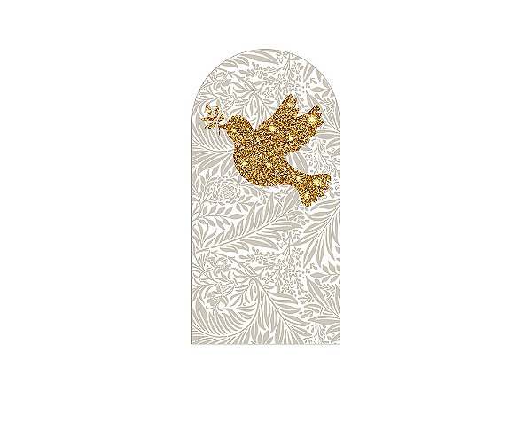 Painel De Festa Romano 1,00x2,00- Batizado Espirito Santo Bege com Douradas 009