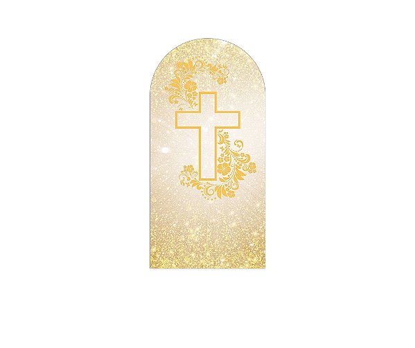 Painel De Festa Romano 1,00x2,00- Primeira Comunhão Bege Efeito Brilhos 015