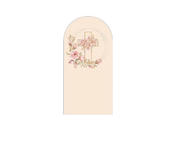 Painel De Festa Romano 1,00x2,00- Batizado Floral 022