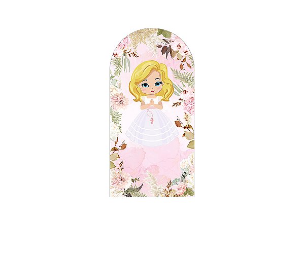 Painel De Festa Romano 1,00x2,00- Primeira Eucaristia Menina Cute 051
