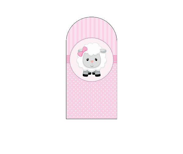 Painel De Festa Romano 1,00x2,00- Chá de Bebê Ovelinha Cute Rosa 034