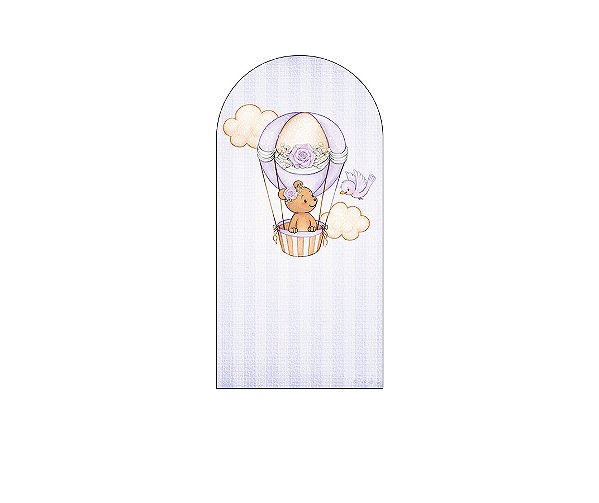 Painel De Festa Romano 1,00x2,00- Chá de Bebê Urso Baloeiro Lilás 039