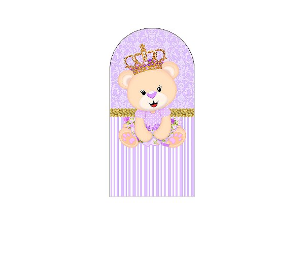 Painel De Festa Romano 1,00x2,00- Chá de Bebê Ursa Princesa Lilás 040