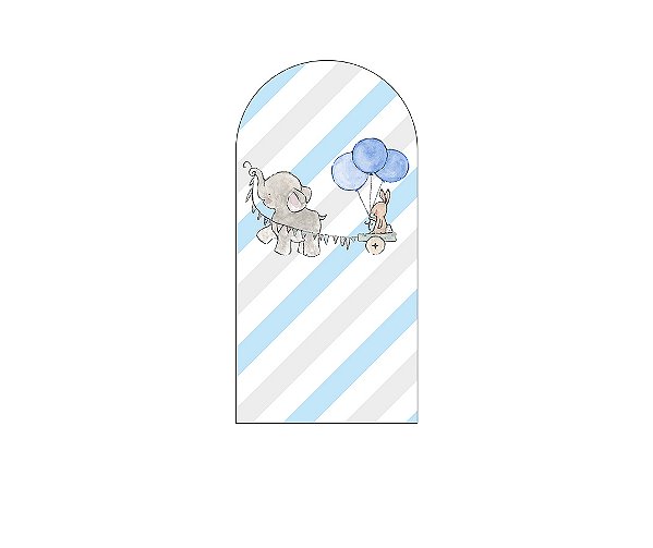 Painel De Festa Romano 1,00x2,00- Chá de Bebê Elefantinho Azul 045