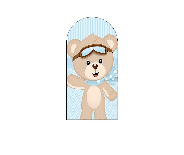 Painel De Festa Romano 1,00x2,00- Chá de Bebê Urso Aviador Cute 063