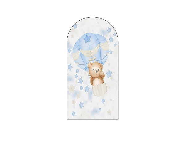 Painel De Festa Romano 1,00x2,00- Chá de Bebê Urso Baloeiro Aquarela 065