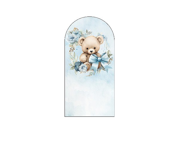 Painel De Festa Romano 1,00x2,00- Chá de Bebê Urso Flores e Laços 076