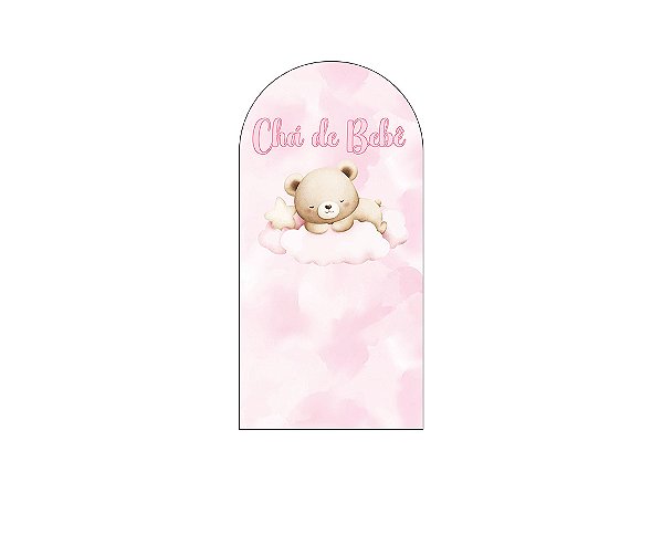 Painel De Festa Romano 1,00x2,00- Chá de Bebê Ursinha Rosa  e Bege 088