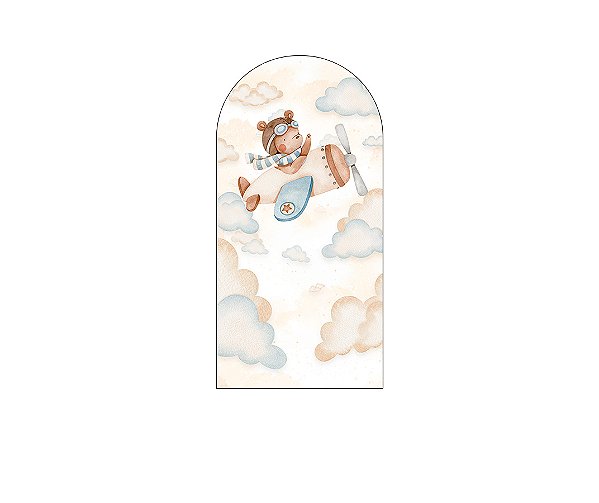 Painel De Festa Romano 1,00x2,00- Chá de Bebê Urso Aviador Aquarela 101
