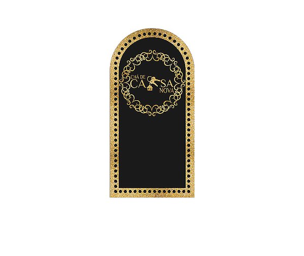Painel De Festa Romano 1,00x2,00- Chá de Casa Nova Frame Dourado 010
