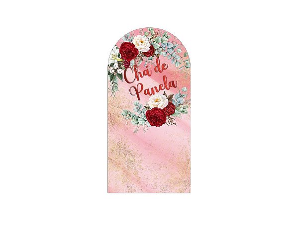 Painel De Festa Romano 1,00x2,00- Chá de Panela Efeito Mármore Floral 021