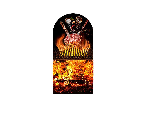 Painel De Festa Romano 1,00x2,00- Churrasco em Brasas 007