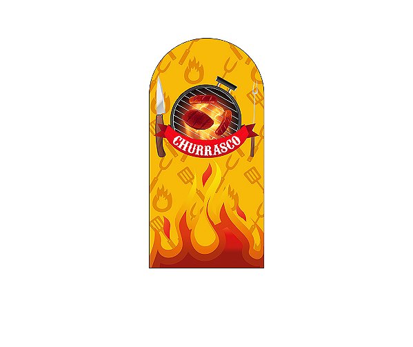 Painel De Festa Romano 1,00x2,00- Churrasco Fundo Amarelo 011