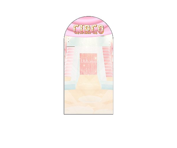 Painel De Festa Romano 1,00x2,00- Circo Rosa e Dourado 019