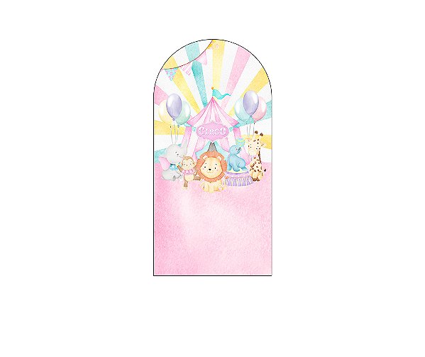 Painel De Festa Romano 1,00x2,00- Animais Circo Aquarela 029
