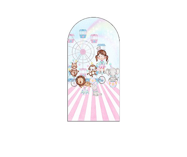 Painel De Festa Romano 1,00x2,00- Mágica Cute Circo Aquarela 035