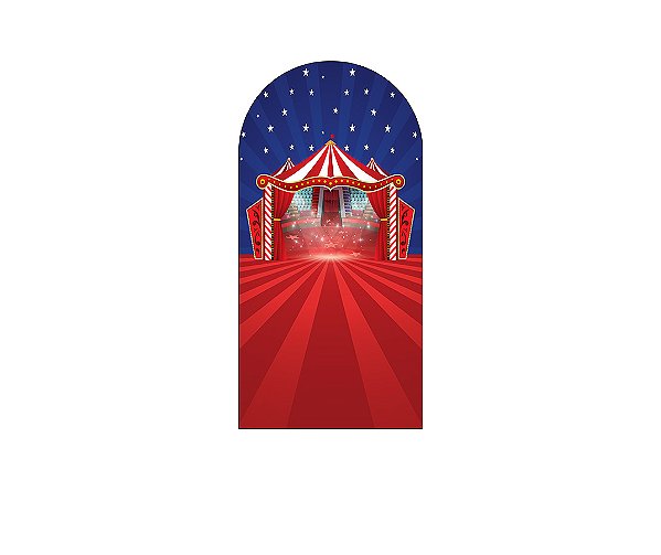 Painel De Festa Romano 1,00x2,00- Circo Tenda Vermelha Noite Estrelada 053