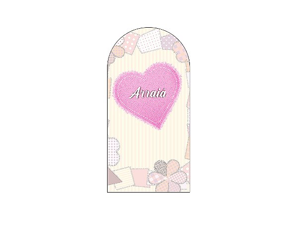 Painel Romano Veste Fácil 1,00x2,00 - Festa Junina Arraiá Coração Rosa 025