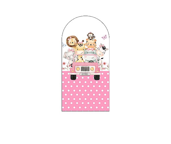 Painel Romano Veste Fácil 1,00x2,00 - Safari Aquarela Rosa com Poás 037