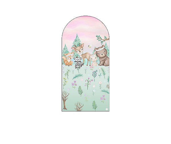 Painel Romano Veste Fácil 1,00x2,00 - Safari Rosa e Verde 048