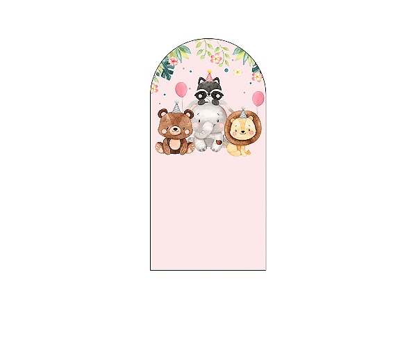 Painel Romano Veste Fácil 1,00x2,00 - Safari Aniversário Rosa 071