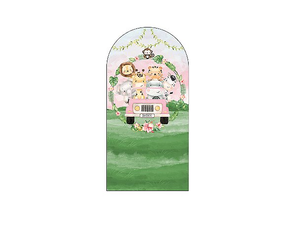 Painel Romano Veste Fácil 1,00x2,00 - Safari Aquarela com Flores 076