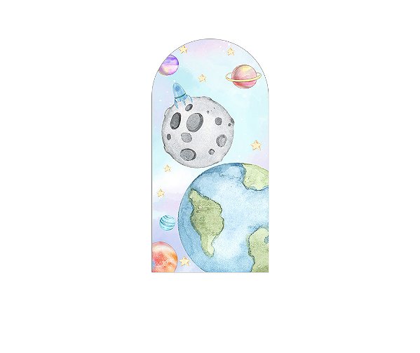 Painel Romano Veste Fácil 1,00x2,00 - Planetas Aquarela 017