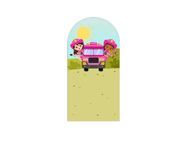 Painel Romano Veste Fácil 1,00x2,00 - Bombeira Cute Rosa 001