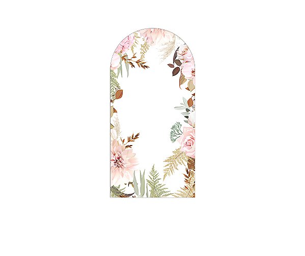 Painel Romano Veste Fácil 1,00x2,00 - Casamento Flores Aquarela 026
