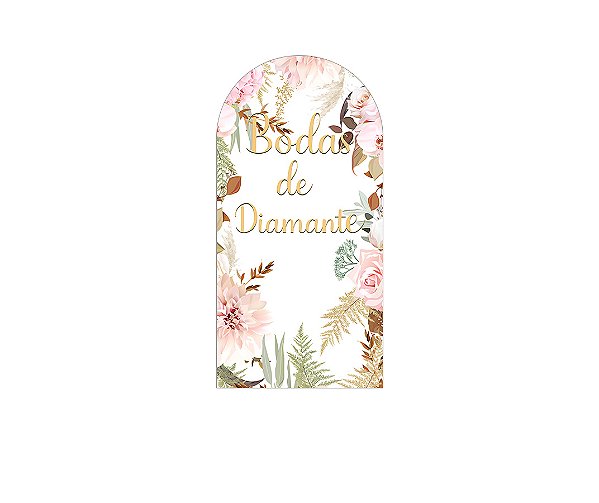 Painel Romano Veste Fácil 1,00x2,00 - Bodas de Diamante Floral 029
