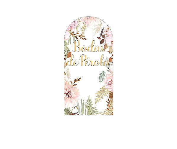 Painel Romano Veste Fácil 1,00x2,00 - Bodas de Pérola Floral 032