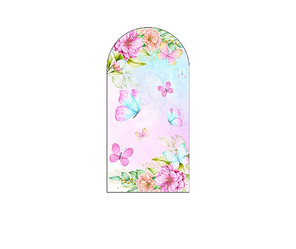 Painel Romano Veste Fácil 1,00x2,00 - Borboletas Frame Floral Rosa 019