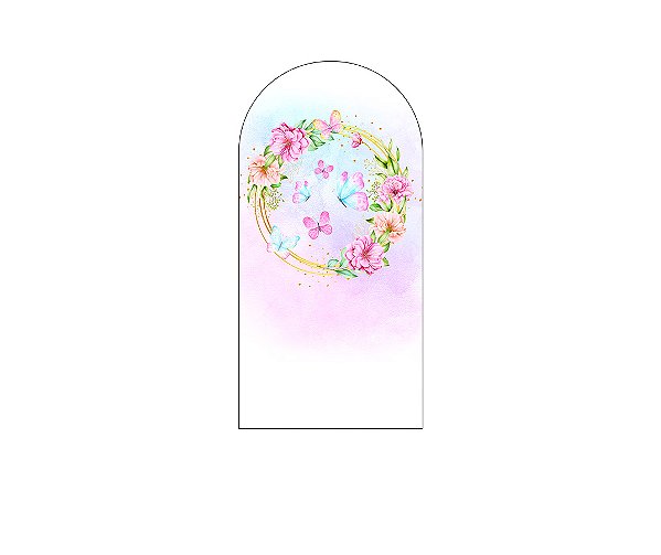 Painel Romano Veste Fácil 1,00x2,00 - Borboletas Frame Floral Aquarela 020