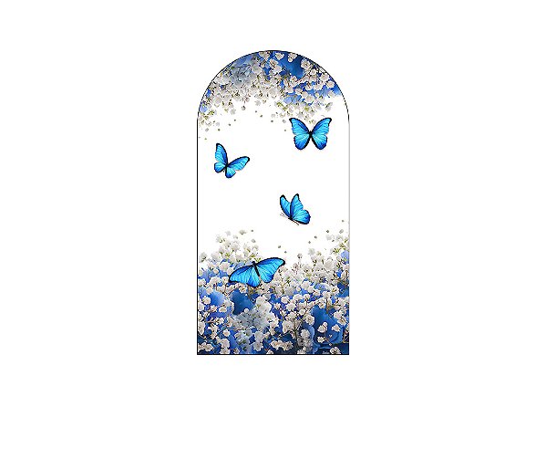 Painel Romano Veste Fácil 1,00x2,00 - Borboletas Azul Floral 025