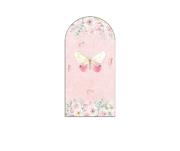 Painel Romano Veste Fácil 1,00x2,00 - Borboleta Bege e Rosa Suave 030