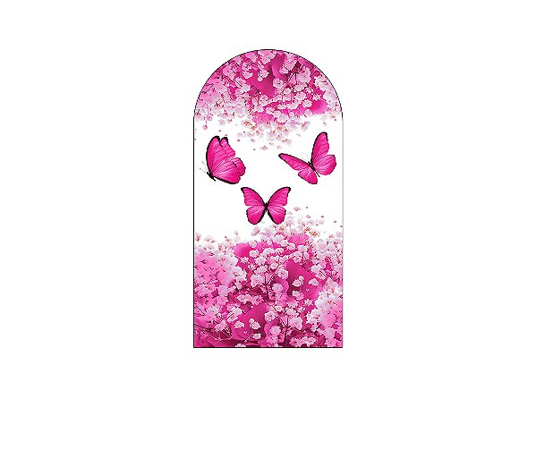Painel Romano Veste Fácil 1,00x2,00 - Borboletas Voando Pink Floral 034